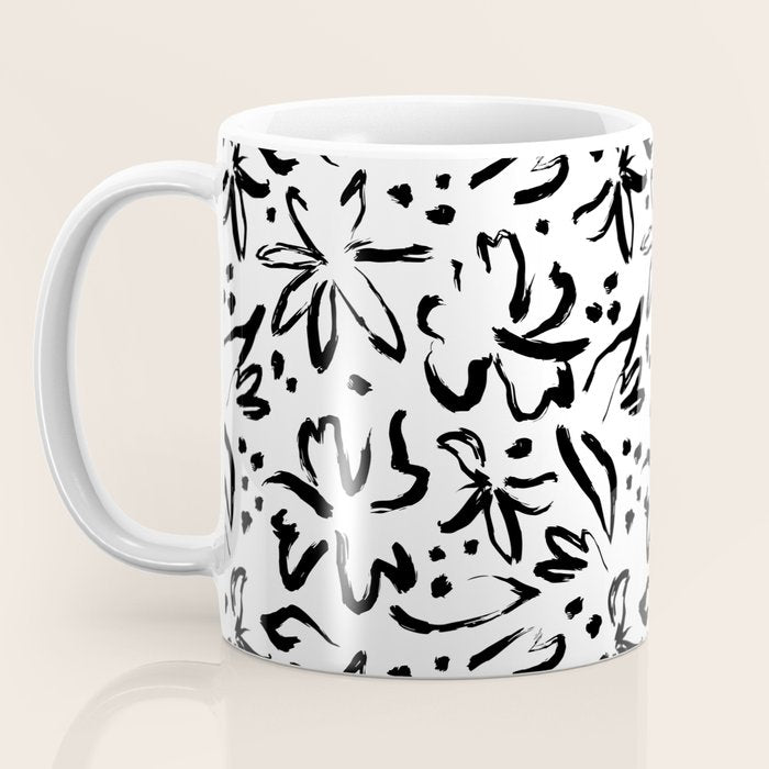 Black abstract flower art pattern Coffee Mug Gallery Image 3