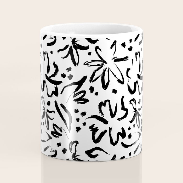 Black abstract flower art pattern Coffee Mug Gallery Image 4
