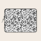 Black abstract flower art pattern Laptop Sleeve Gallery Image 1