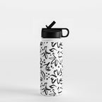 Black abstract flower art pattern Water Bottle Gallery Image 1