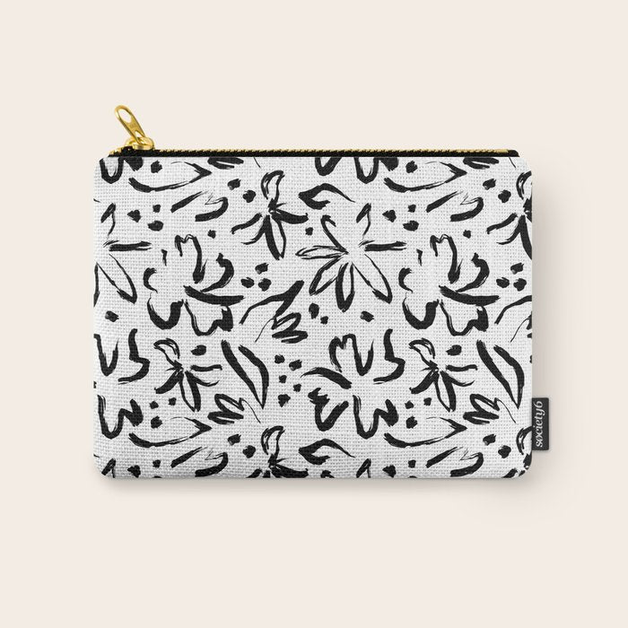 Black abstract flower art pattern Carry All Pouch Gallery Image 1