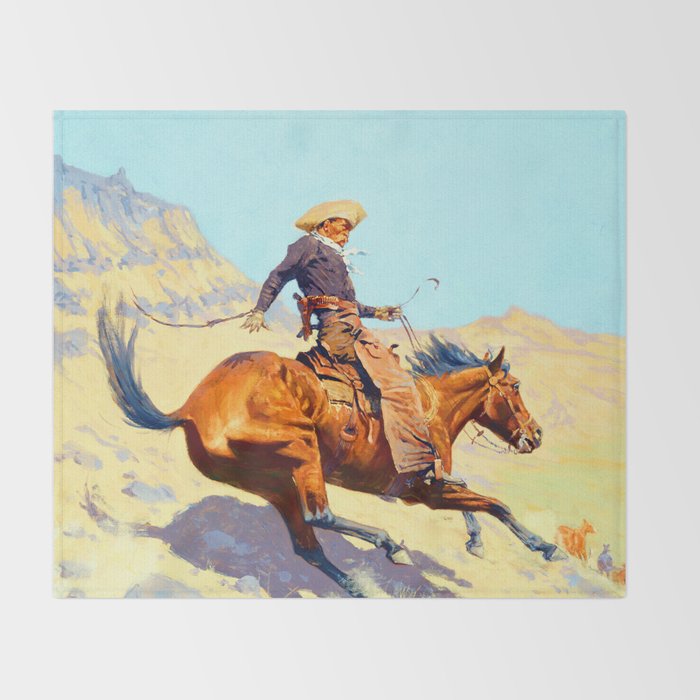 Frederic Remington The Cowboy Throw Blanket Gallery Image 2