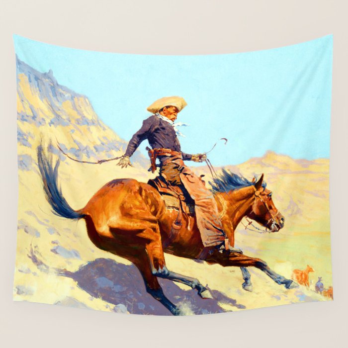 Frederic Remington The Cowboy Wall Tapestry Gallery Image 4