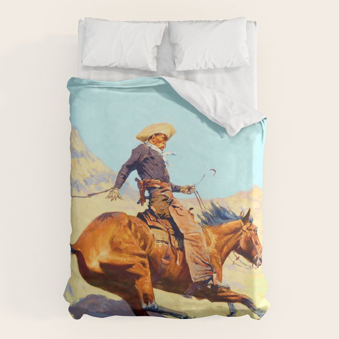 Frederic Remington The Cowboy Duvet Cover Gallery Image 6