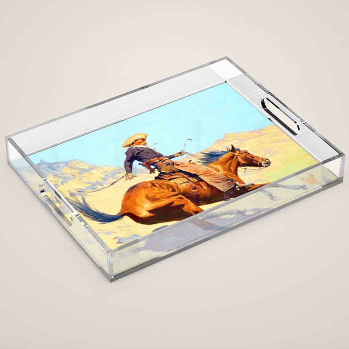 Frederic Remington The Cowboy Acrylic Tray Gallery Image 1