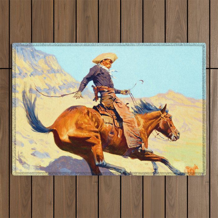 Frederic Remington The Cowboy Outdoor Rug Gallery Image 1