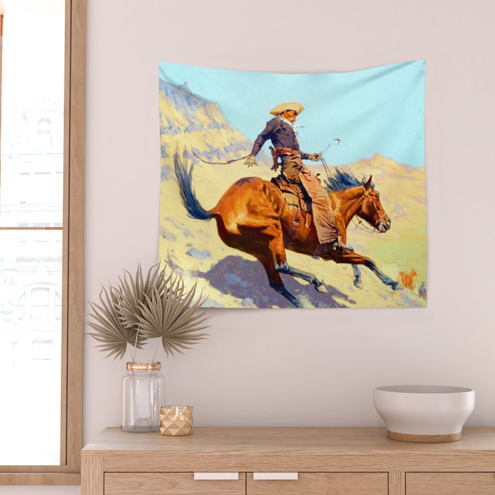 Frederic Remington The Cowboy Wall Tapestry Gallery Image 2