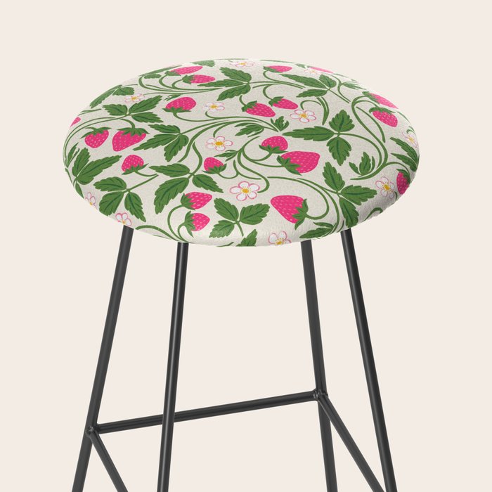 Strawberries - pink and green on alabaster Stool Gallery Image 2