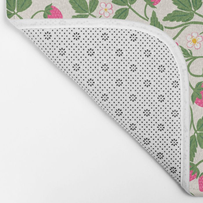 Strawberries - pink and green on alabaster Bath Mat Gallery Image 2