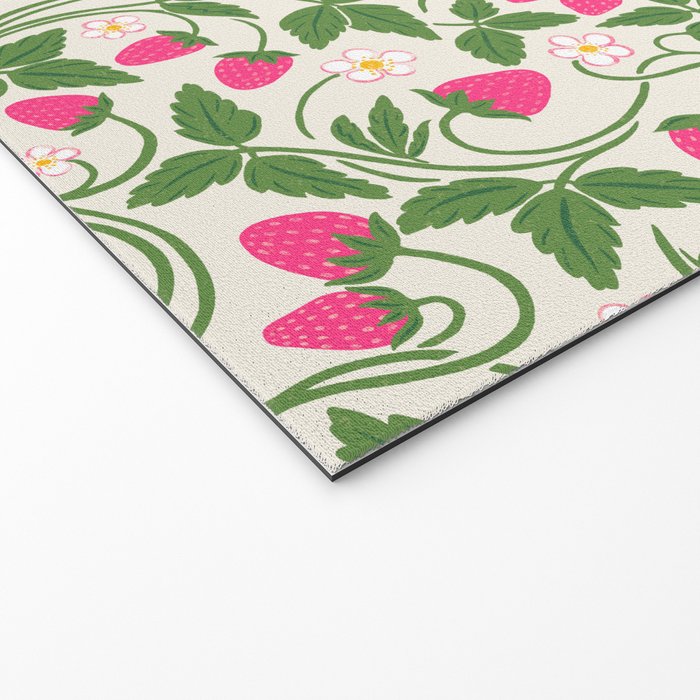Strawberries - pink and green on alabaster Welcome Mat Gallery Image 2