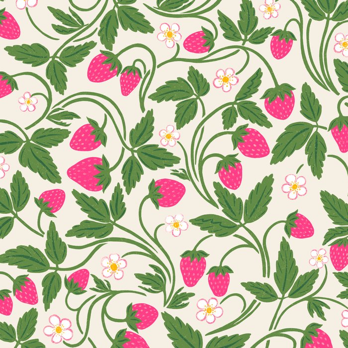 Strawberries - pink and green on alabaster Coffee Mug Gallery Image 2