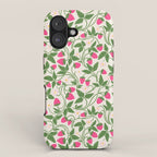Strawberries - pink and green on alabaster iPhone Case Gallery Image 1