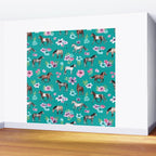 Horses and Flowers, Turquoise, Horse Decor, Horse Art, Western Decor Wall Mural Gallery Image 2