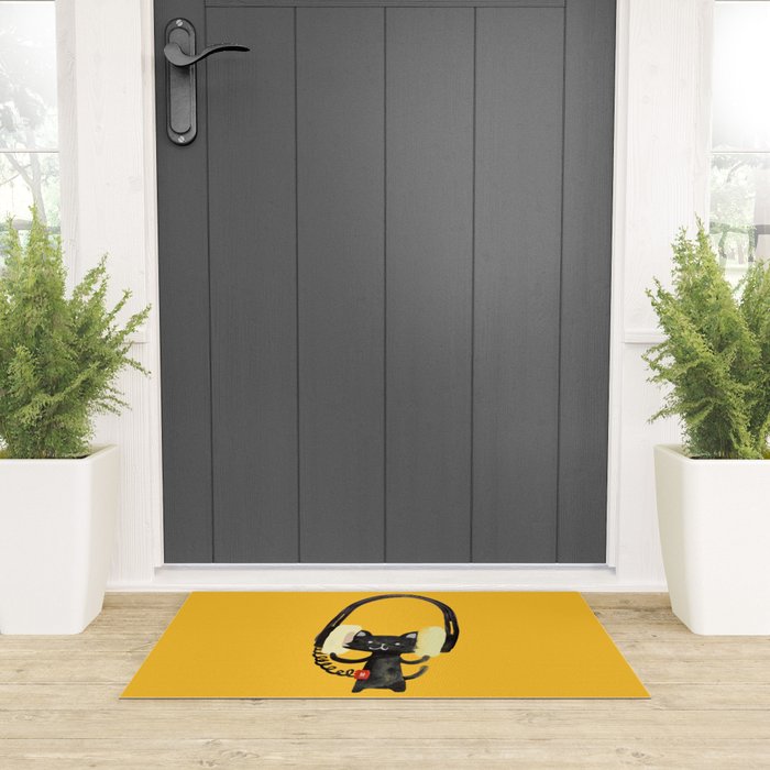 I Love Huge Headphone Welcome Mat Gallery Image 3