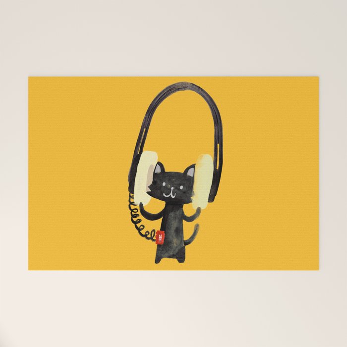 I Love Huge Headphone Welcome Mat Gallery Image 1