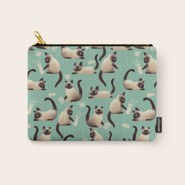 Bad Siamese Cats Knocking Stuff Over Carry All Pouch Gallery Image 1