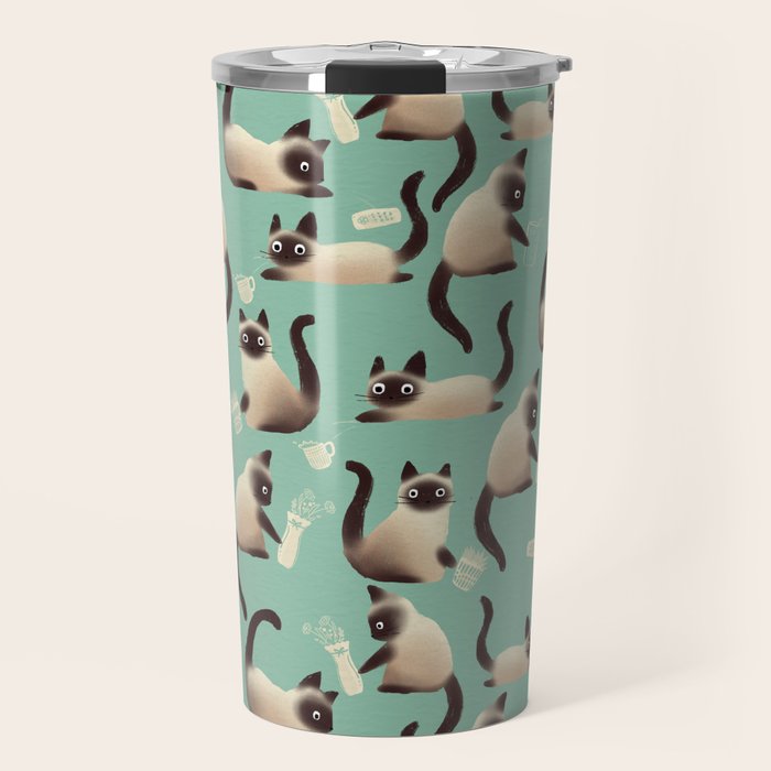 Bad Siamese Cats Knocking Stuff Over Travel Mug Gallery Image 1