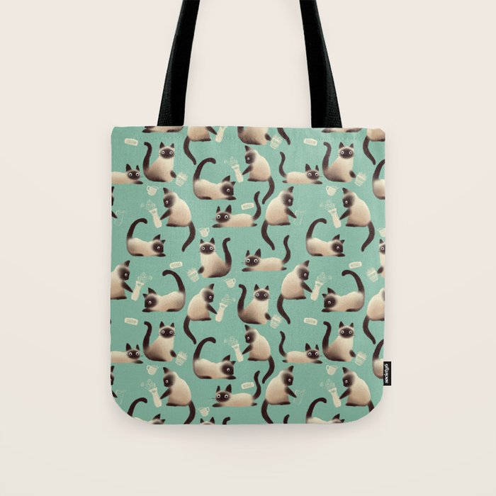 Bad Siamese Cats Knocking Stuff Over Tote Bag Gallery Image 1