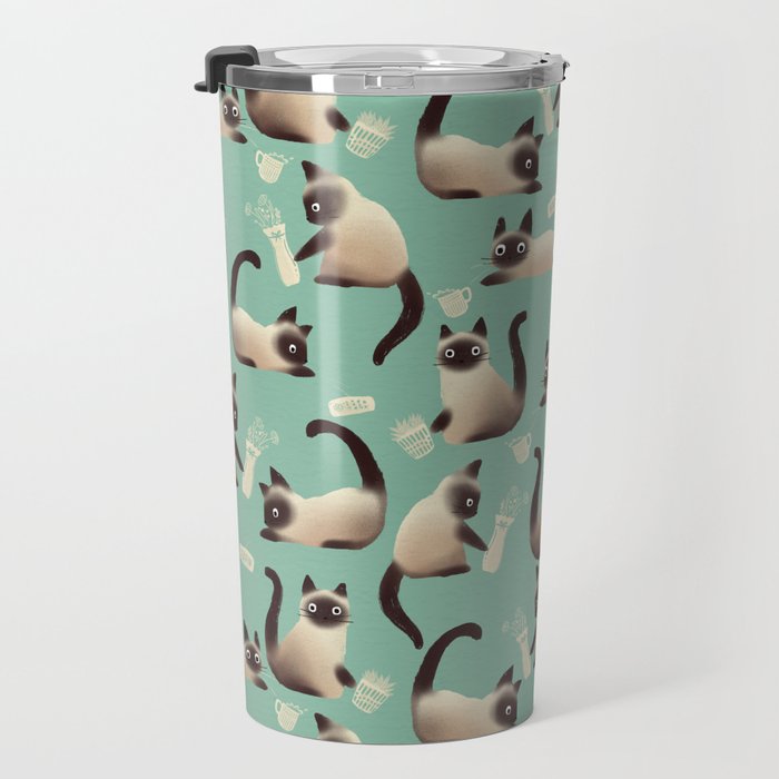 Bad Siamese Cats Knocking Stuff Over Travel Mug Gallery Image 3