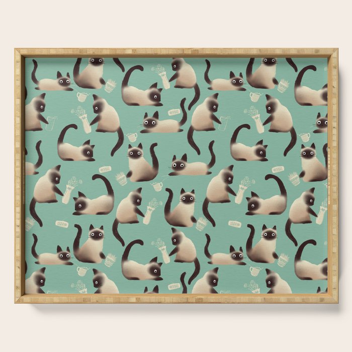 Bad Siamese Cats Knocking Stuff Over Serving Tray Gallery Image 1
