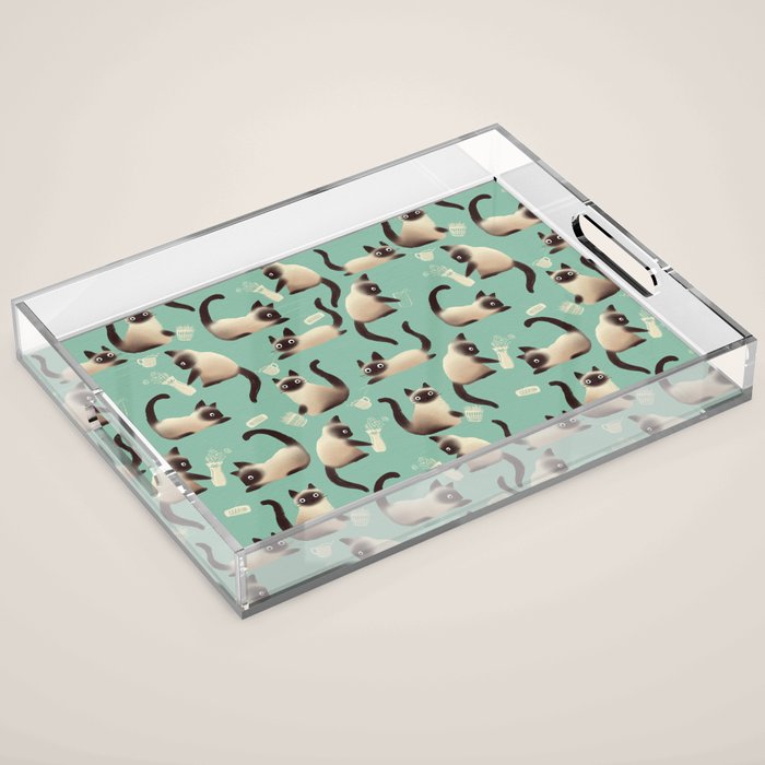 Bad Siamese Cats Knocking Stuff Over Acrylic Tray Gallery Image 1