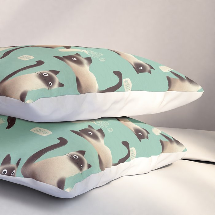 Bad Siamese Cats Knocking Stuff Over Pillow Sham Gallery Image 3