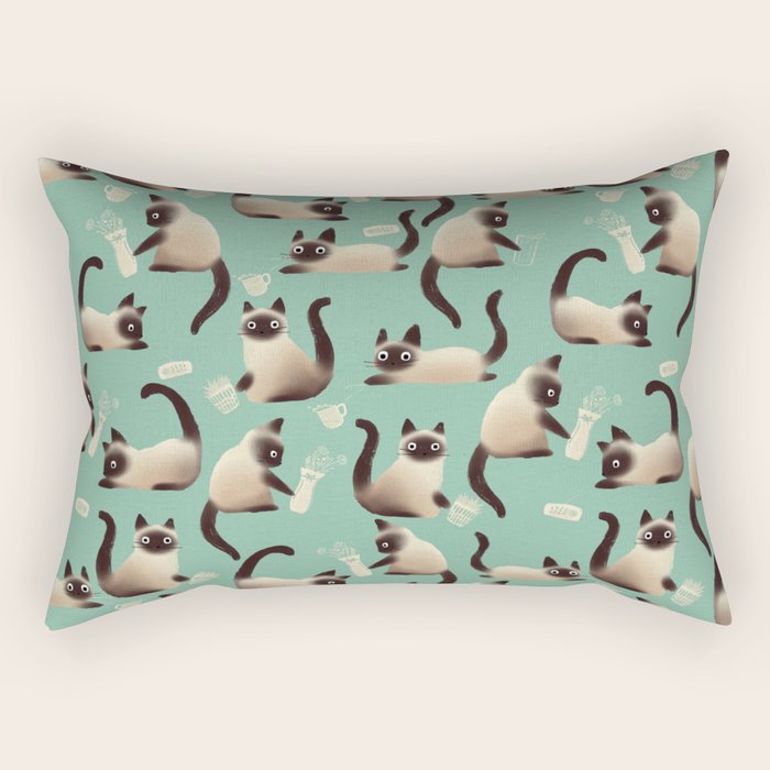 Bad Siamese Cats Knocking Stuff Over Rectangular Pillow Gallery Image 2