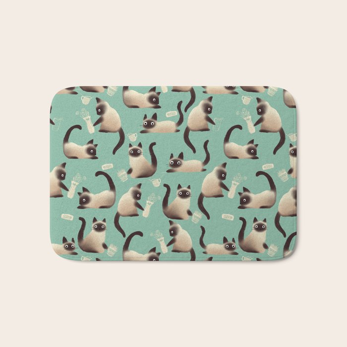 Bad Siamese Cats Knocking Stuff Over Bath Mat Gallery Image 1