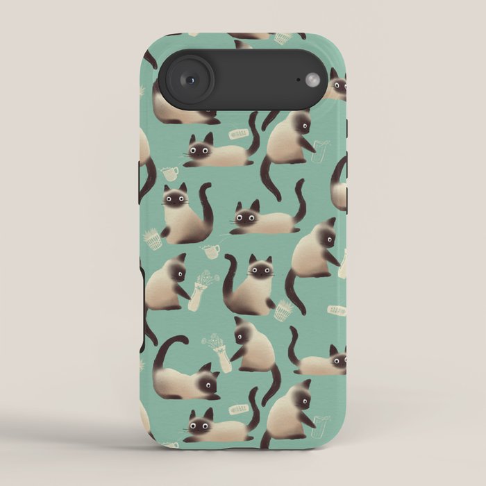 Bad Siamese Cats Knocking Stuff Over iPhone Case Gallery Image 2