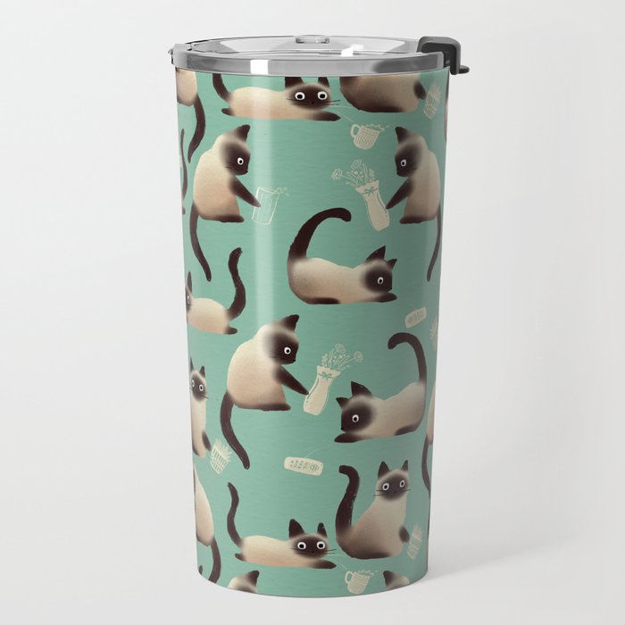 Bad Siamese Cats Knocking Stuff Over Travel Mug Gallery Image 2