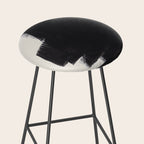 Mid Century Modern Minimalist Abstract Art Brush Strokes Black & White Ink Art Colorfield Stool Gallery Image 2