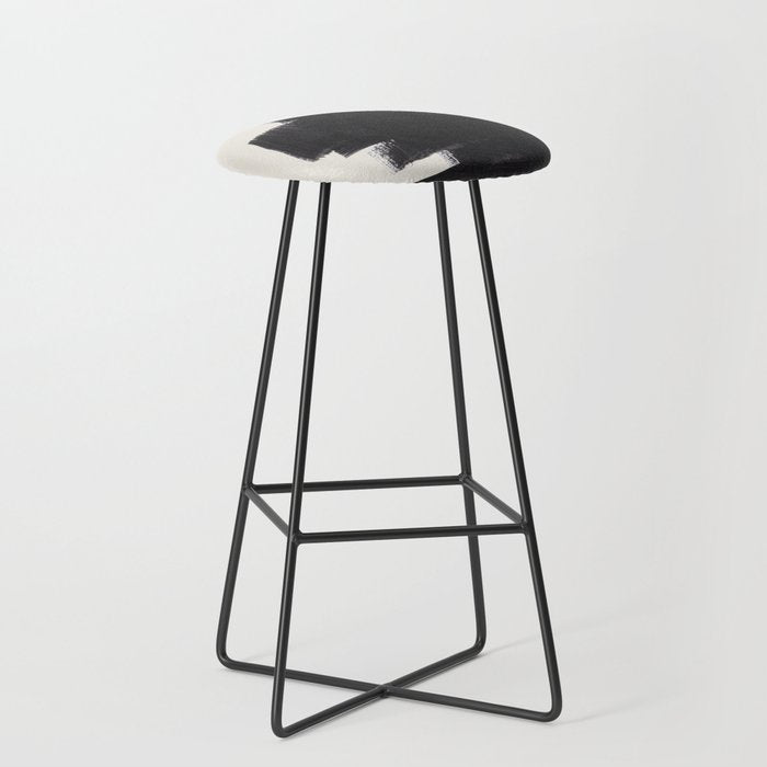 Mid Century Modern Minimalist Abstract Art Brush Strokes Black & White Ink Art Colorfield Stool Gallery Image 1