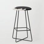 Mid Century Modern Minimalist Abstract Art Brush Strokes Black & White Ink Art Colorfield Stool Gallery Image 1