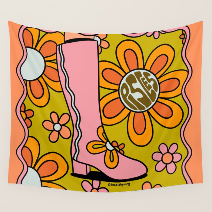 Pisces Groovy Boots Wall Tapestry Gallery Image 4
