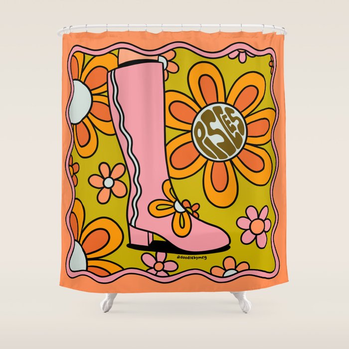 Pisces Groovy Boots Shower Curtain Gallery Image 1