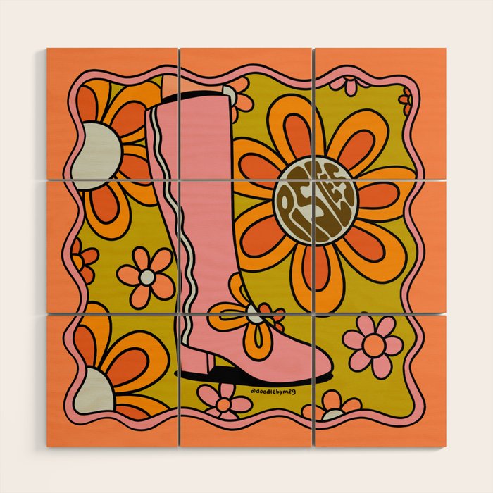 Pisces Groovy Boots Wood Wall Art Gallery Image 1