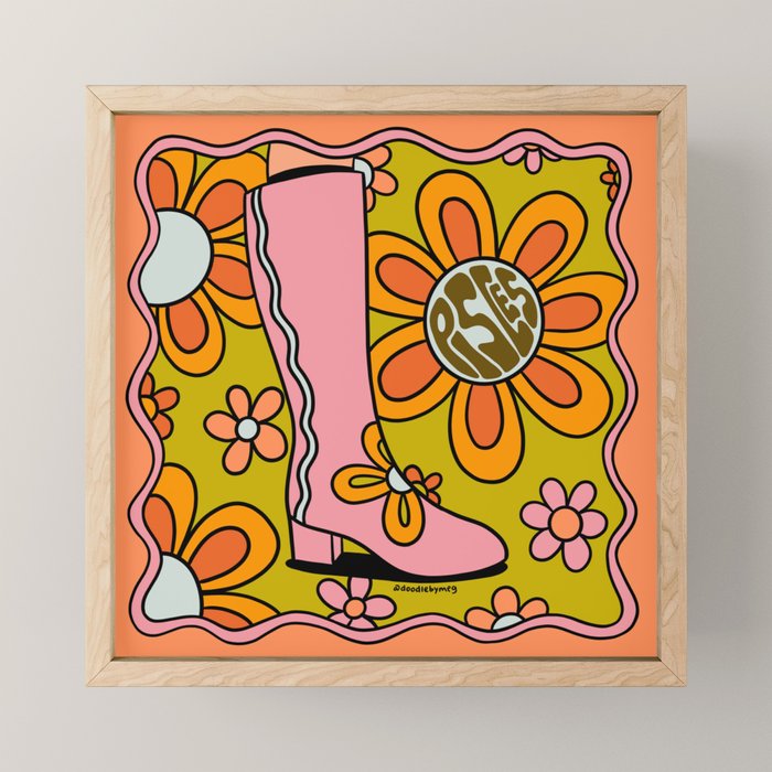 Pisces Groovy Boots Mini Art Print Gallery Image 1
