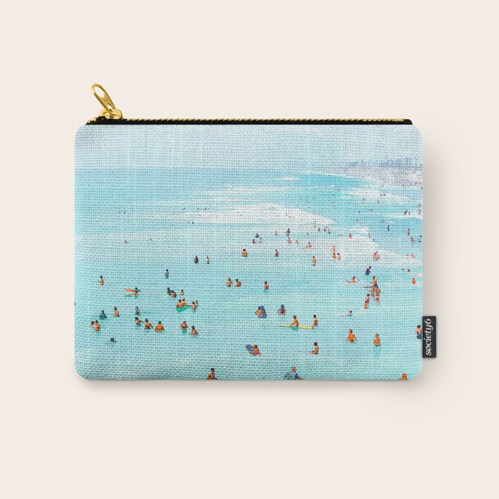 Hot Summer Day | Beachy Watercolor Painting | Ocean Sea Surf Swim | Vacation Travel Staycation Waves Carry All Pouch Gallery Image 1