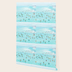 Hot Summer Day | Beachy Watercolor Painting | Ocean Sea Surf Swim | Vacation Travel Staycation Waves Wallpaper Gallery Image 2