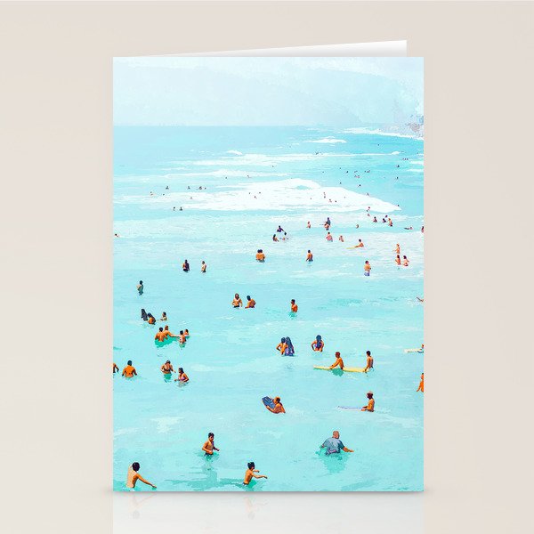 Hot Summer Day | Beachy Watercolor Painting | Ocean Sea Surf Swim | Vacation Travel Staycation Waves Stationery Card Gallery Image 2
