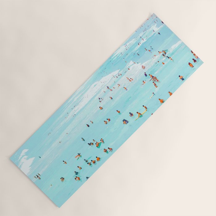 Hot Summer Day | Beachy Watercolor Painting | Ocean Sea Surf Swim | Vacation Travel Staycation Waves Yoga Mat Gallery Image 1