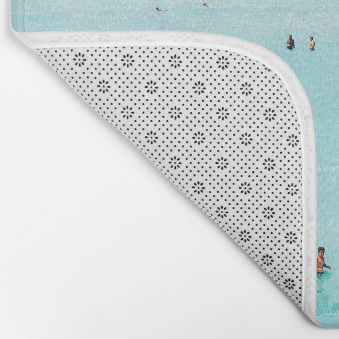Hot Summer Day | Beachy Watercolor Painting | Ocean Sea Surf Swim | Vacation Travel Staycation Waves Bath Mat Gallery Image 2
