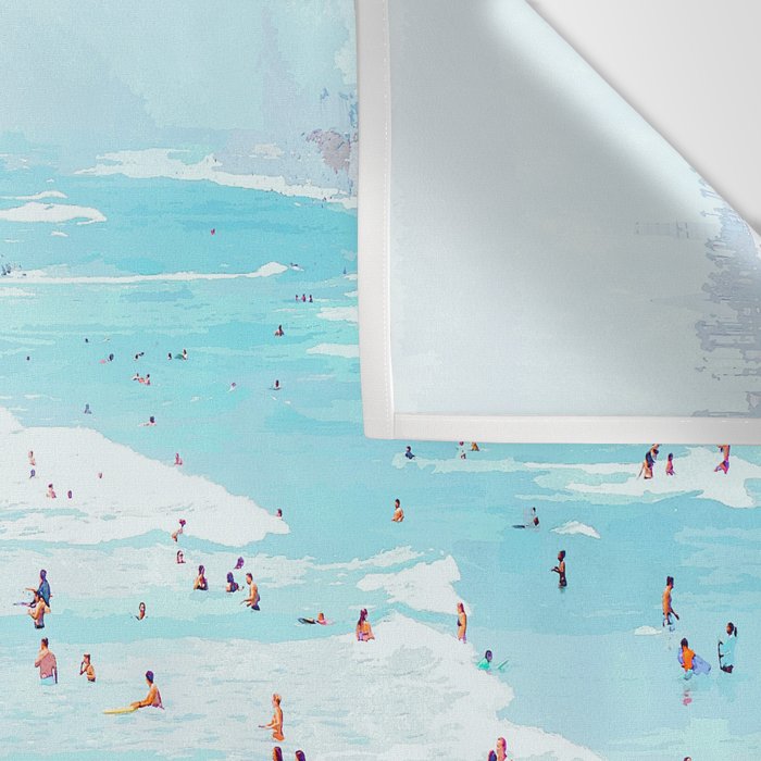 Hot Summer Day | Beachy Watercolor Painting | Ocean Sea Surf Swim | Vacation Travel Staycation Waves Wall Tapestry Gallery Image 3