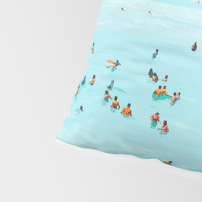 Hot Summer Day | Beachy Watercolor Painting | Ocean Sea Surf Swim | Vacation Travel Staycation Waves Pillow Sham Gallery Image 4