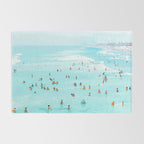 Hot Summer Day | Beachy Watercolor Painting | Ocean Sea Surf Swim | Vacation Travel Staycation Waves Rug Gallery Image 2