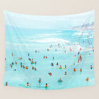 Hot Summer Day | Beachy Watercolor Painting | Ocean Sea Surf Swim | Vacation Travel Staycation Waves Wall Tapestry Gallery Image 4