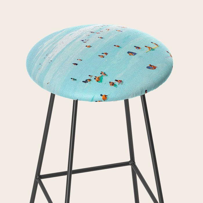 Hot Summer Day | Beachy Watercolor Painting | Ocean Sea Surf Swim | Vacation Travel Staycation Waves Stool Gallery Image 2