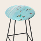 Hot Summer Day | Beachy Watercolor Painting | Ocean Sea Surf Swim | Vacation Travel Staycation Waves Stool Gallery Image 2