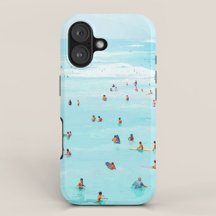Hot Summer Day | Beachy Watercolor Painting | Ocean Sea Surf Swim | Vacation Travel Staycation Waves iPhone Case Gallery Image 1