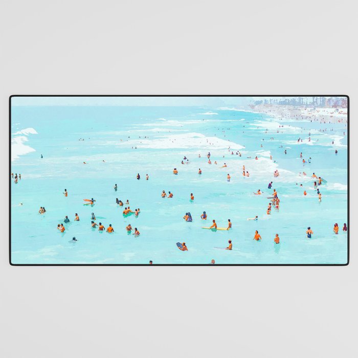 Hot Summer Day | Beachy Watercolor Painting | Ocean Sea Surf Swim | Vacation Travel Staycation Waves Desk Mat Gallery Image 3